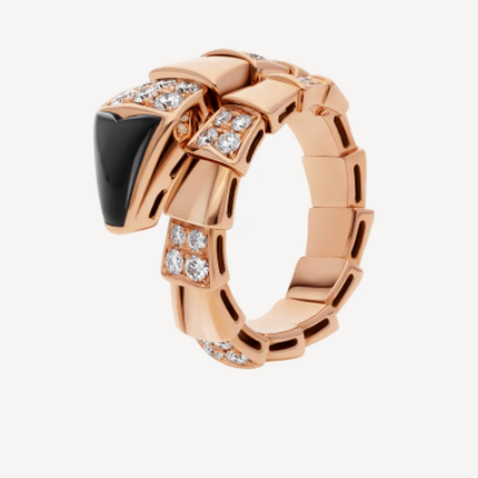 SERPENTI RING PINK GOLD DIAMOND ONYX