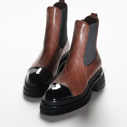 SHORT BOOTS BROWN BLACK CALFSKIN