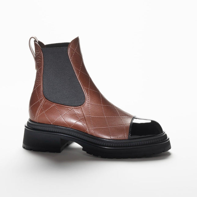 SHORT BOOTS BROWN BLACK CALFSKIN