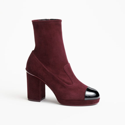 SHORT BOOTS BURGUNDY BLACK SUEDE KIDSKIN