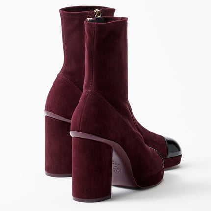 SHORT BOOTS BURGUNDY BLACK SUEDE KIDSKIN