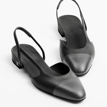 SLINGBACKS BLACK DARK GRAY LAMBS