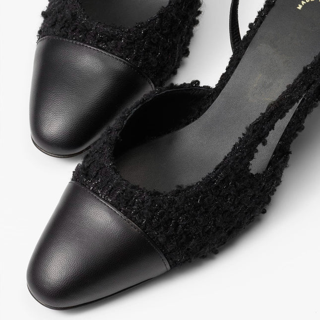 SLINGBACKS BLACK IRIDESCENT TWEED