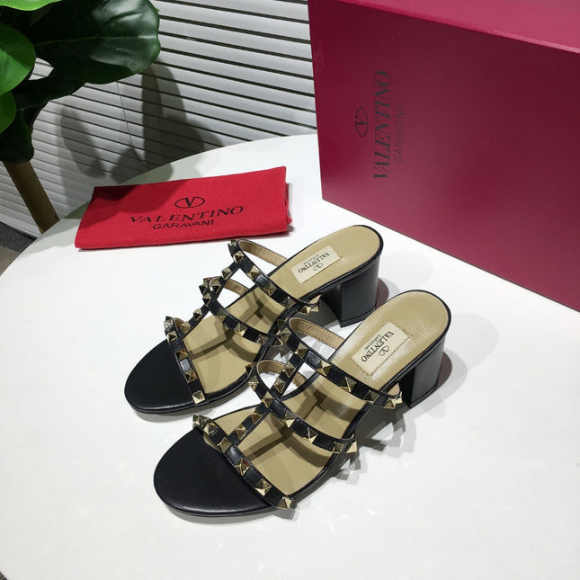 VALENTINO HIGH SANDALS 3 STRAPS 65 MM IN BLACK CALFSKIN