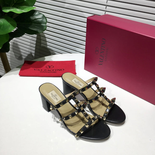 VALENTINO HIGH SANDALS 3 STRAPS 65 MM IN BLACK CALFSKIN