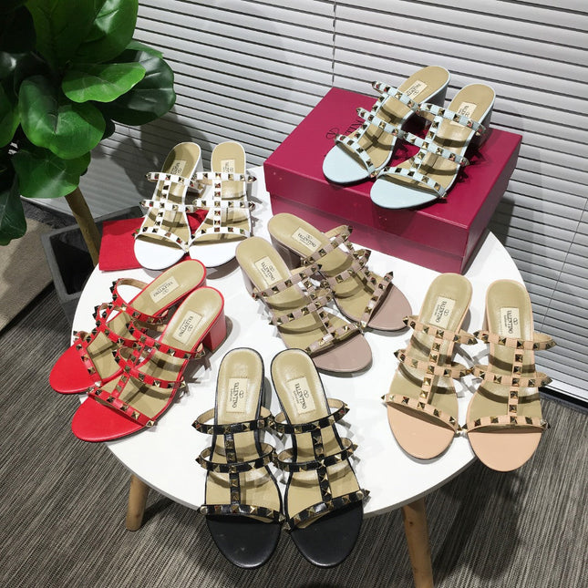 VALENTINO HIGH SANDALS 3 STRAPS 65 MM IN BLACK CALFSKIN