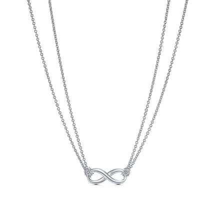 SILVER INFINITY DOUBLE CHAIN NECKLACE