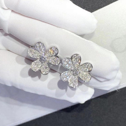 FRIVOLE SILVER FLOWER DIAMOND EARRINGS