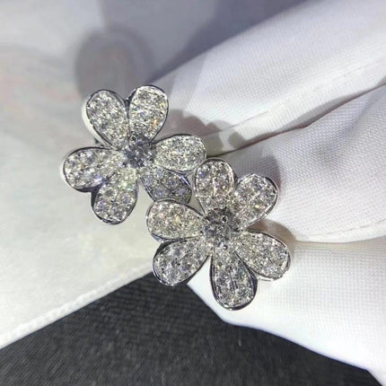 FRIVOLE SILVER FLOWER DIAMOND EARRINGS