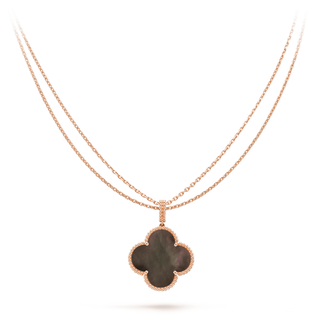 CLOVER GOLD DARK MOP BIG CLOVER NECKLACE