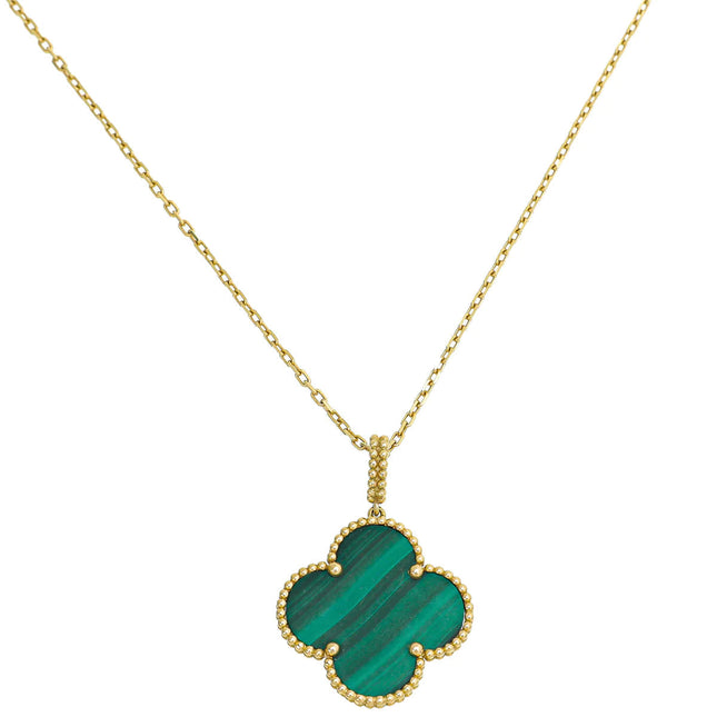 CLOVER MALACHITE GOLD NECKLACE