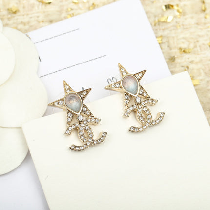 DOUBLE C GOLD STAR EARRINGS