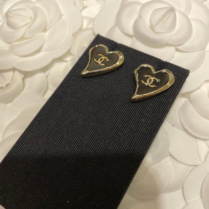 DOUBLE C GOLD LOVE HEART EARRINGS