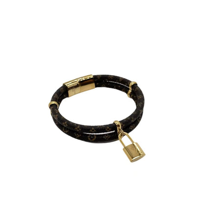 LV LOCK LEATHER GOLD BRACELET