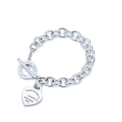 LOVE HEART PIN BUCKLE RETURN TO TIF SILVER BRACELET