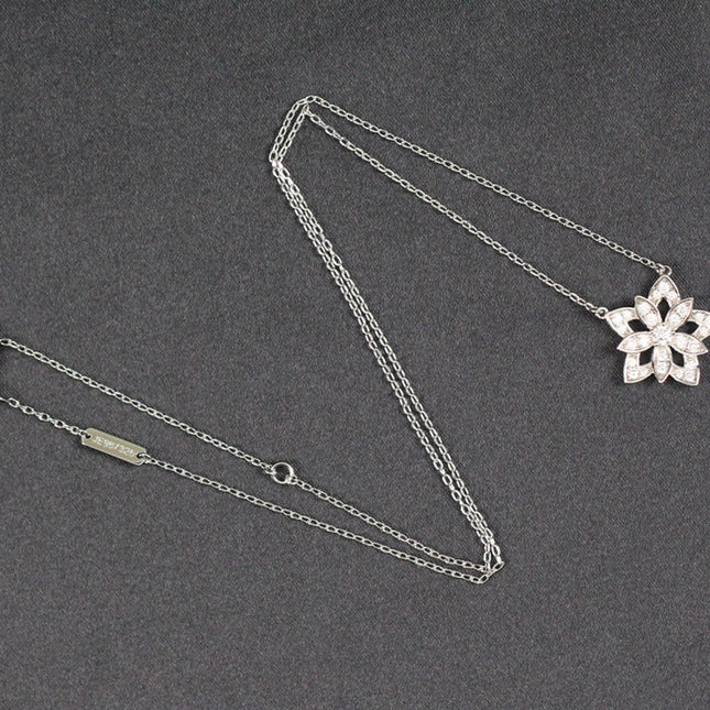 LOTUS FLOWER SILVER DIAMOND NECKLACE