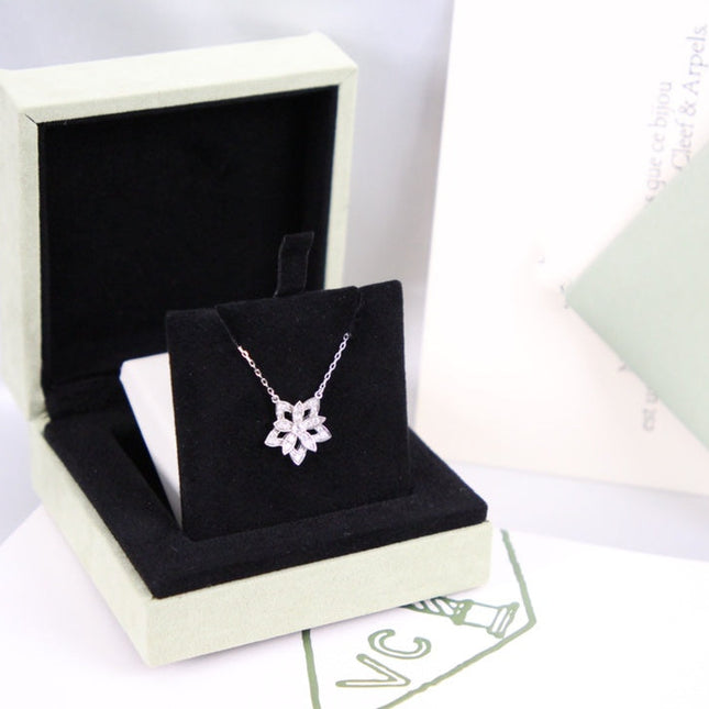 LOTUS FLOWER SILVER DIAMOND NECKLACE