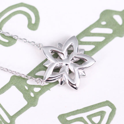 LOTUS FLOWER SILVER DIAMOND NECKLACE