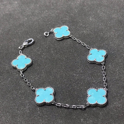 CLOVER BRACELET 5 MOTIF BLUE SKY SILVER