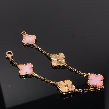 CLOVER BRACELET 5 MOTIF PINK AND PINK GOLD