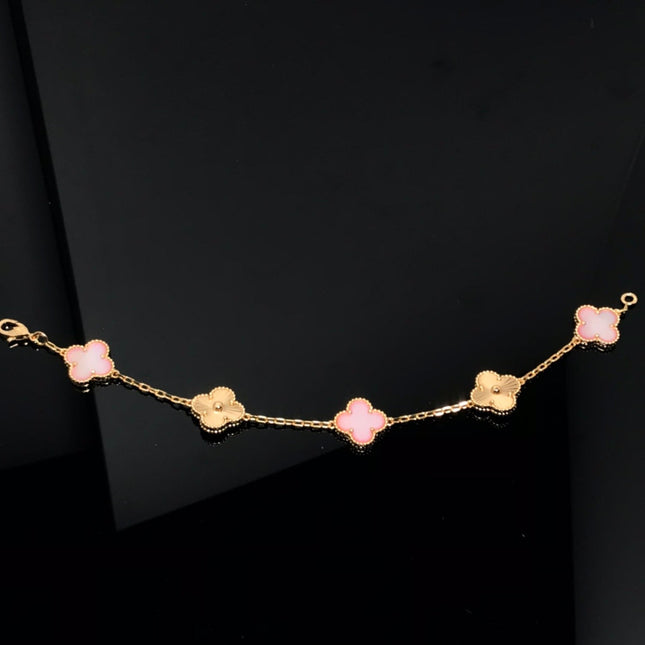 CLOVER BRACELET 5 MOTIF PINK AND PINK GOLD