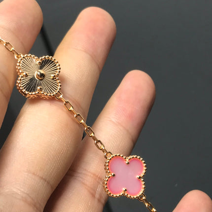 CLOVER BRACELET 5 MOTIF PINK AND PINK GOLD