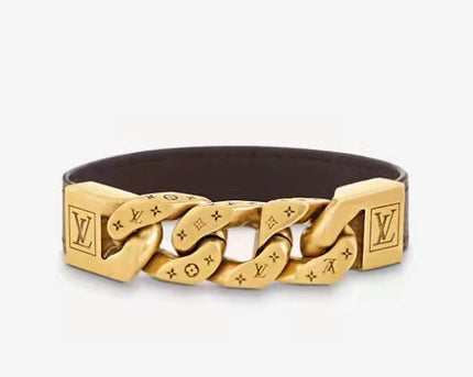 LV BROWN AND BLACK LEATHER BRACELET