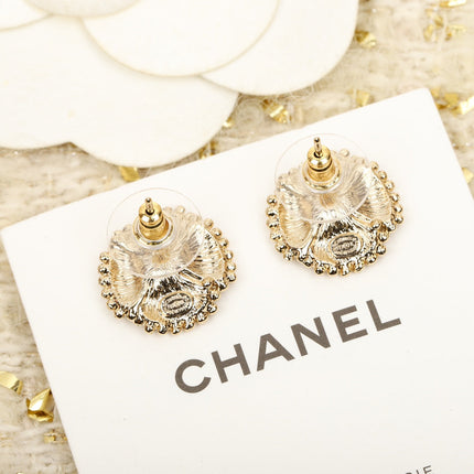 DOUBLE C SMALL CAMELLIA GOLD EARRINGS