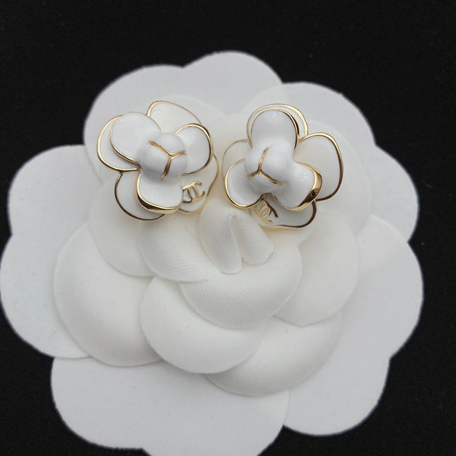 DOUBLE C NEW CAMELLIA GOLD EARRINGS