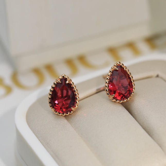 BOHEME CARNELIAN PINK GOLD STUD EARRINGS