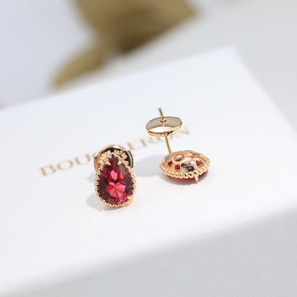 BOHEME CARNELIAN PINK GOLD STUD EARRINGS