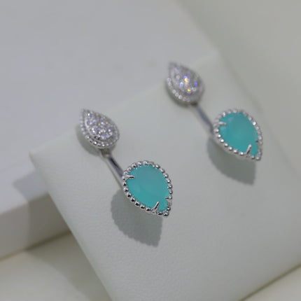 BOHEME TURQUOISE C SHAPE SILVER EARRINGS