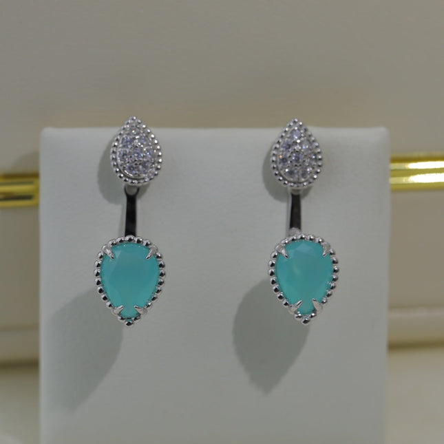 BOHEME TURQUOISE C SHAPE SILVER EARRINGS