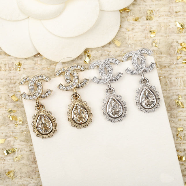 DOUBLE C DIAMONDS TEARDROP EARRINGS