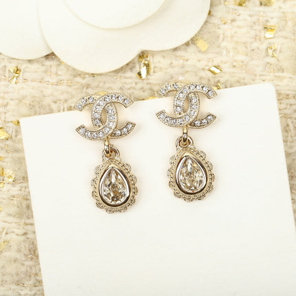 DOUBLE C DIAMONDS TEARDROP EARRINGS