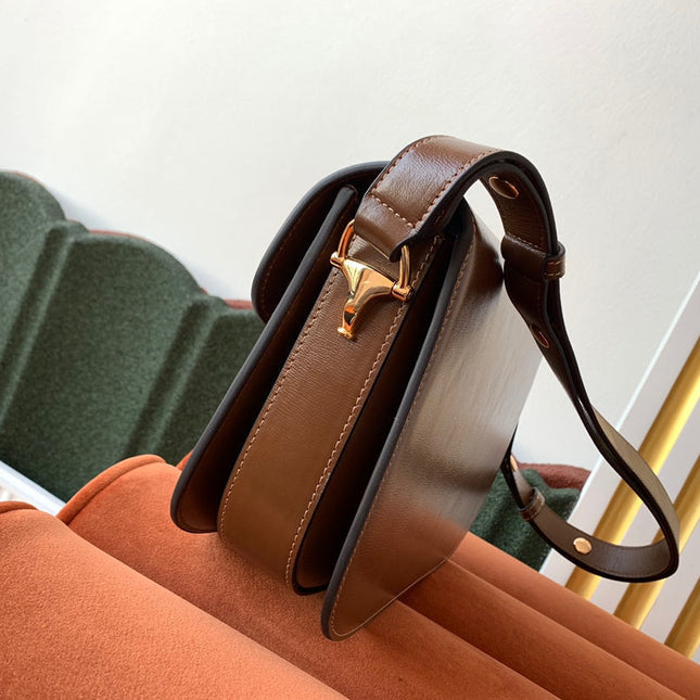 GG 1955 Horsebit Bag 25cm Brown Calfskin Gold Hardware