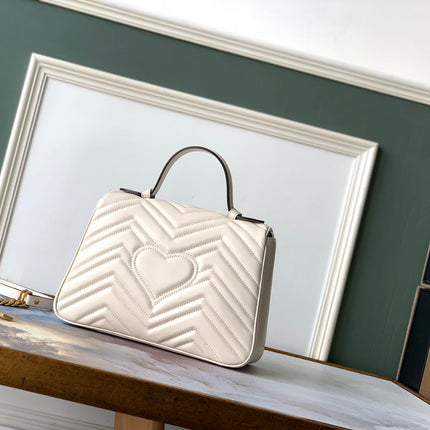 GG Marmont 26.5cm White Calfskin Gold Hardware