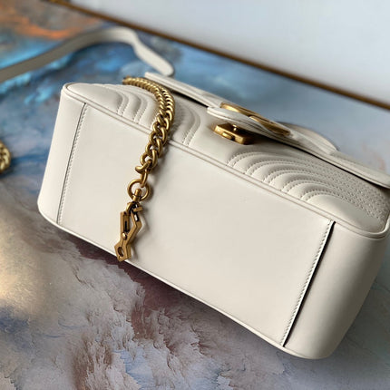 GG Marmont 26.5cm White Calfskin Gold Hardware