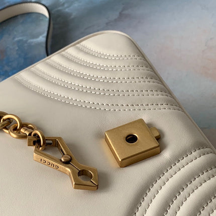 GG Marmont 26.5cm White Calfskin Gold Hardware