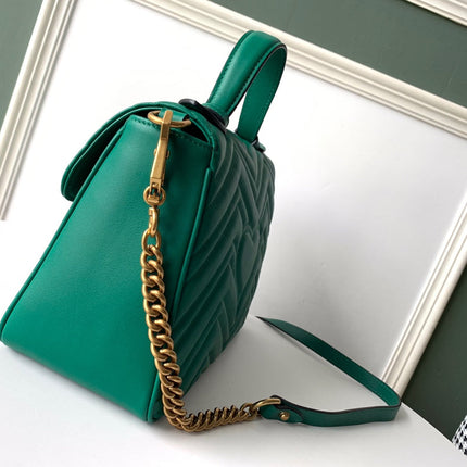 GG Marmont 26.5cm Green Calfskin Gold Hardware