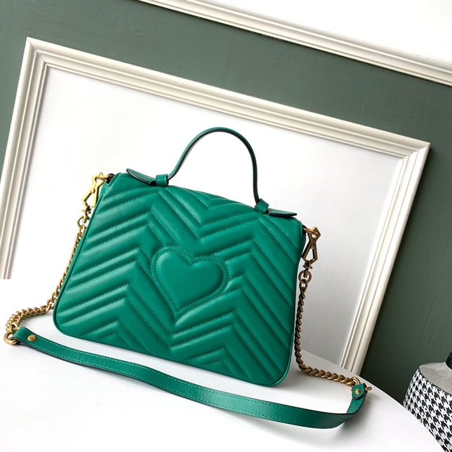 GG Marmont 26.5cm Green Calfskin Gold Hardware