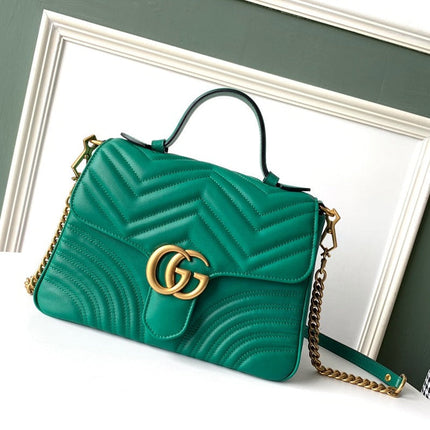 GG Marmont 26.5cm Green Calfskin Gold Hardware