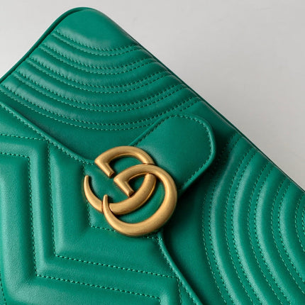 GG Marmont 26.5cm Green Calfskin Gold Hardware