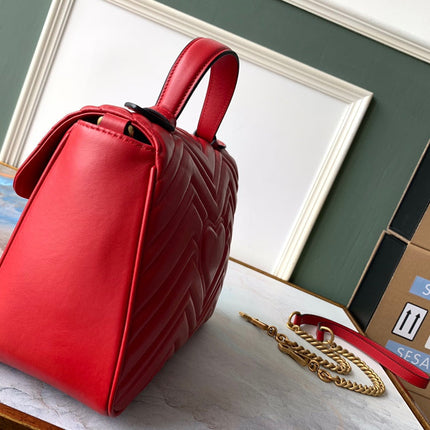 GG Marmont 26.5cm Red Calfskin Gold Hardware