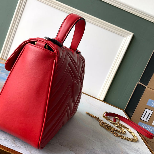 GG Marmont 26.5cm Red Calfskin Gold Hardware