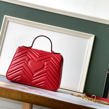 GG Marmont 26.5cm Red Calfskin Gold Hardware