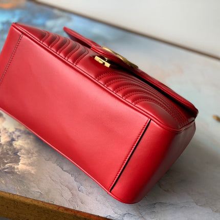 GG Marmont 26.5cm Red Calfskin Gold Hardware