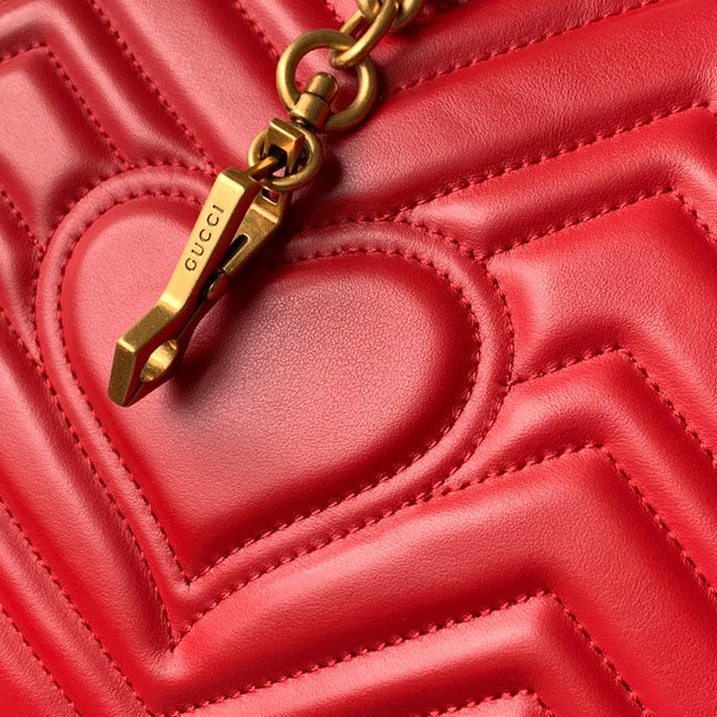 GG Marmont 26.5cm Red Calfskin Gold Hardware