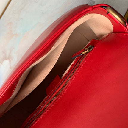 GG Marmont 26.5cm Red Calfskin Gold Hardware