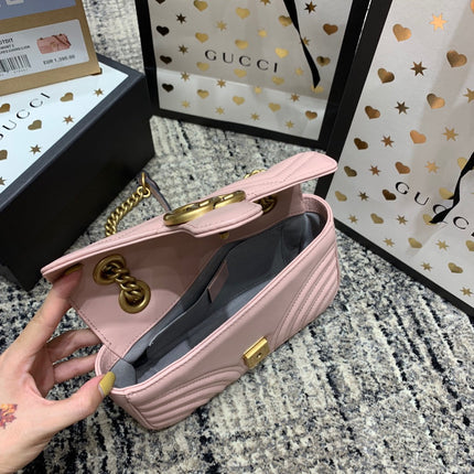 GG Marmont 22cm Pink Calfskin Gold Hardware